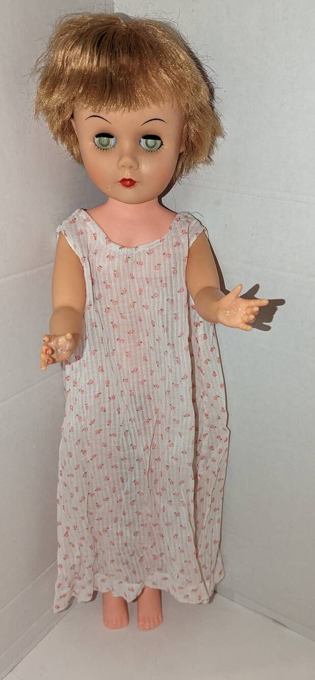 Vintage 24" Vinyl Fashion Doll Rooted Hair Sleepy Eyes Vintage Gown